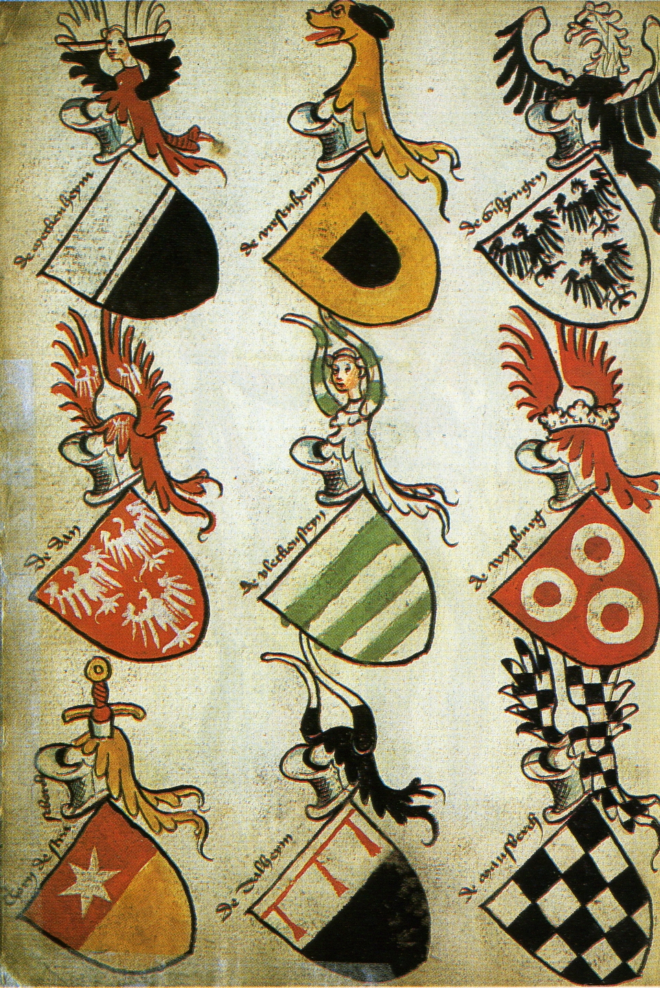 Фрагмент немецкого Хигхальменского гербовника, около 1485 года