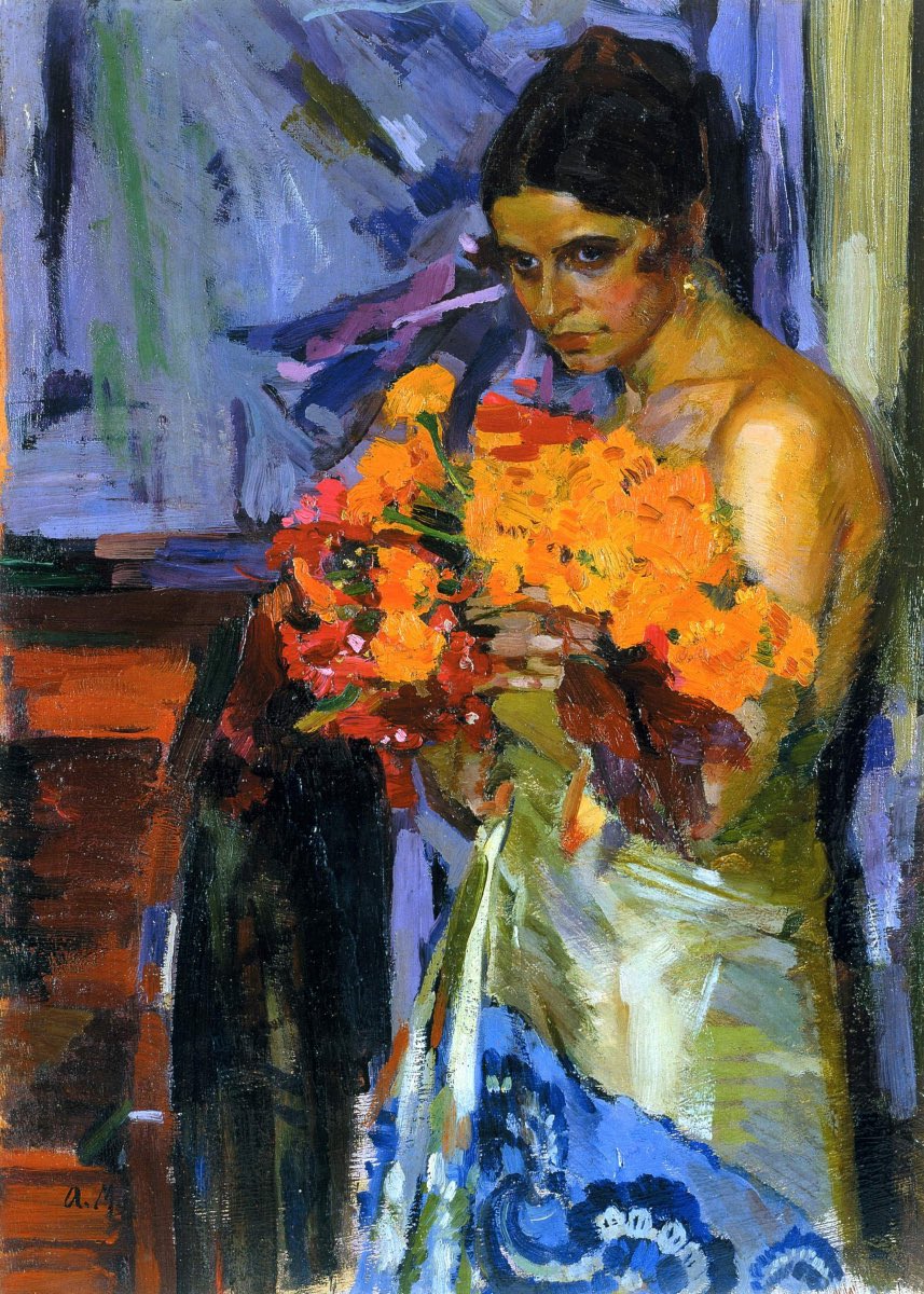 Александр Мурашко. Жінка з квітами, 1918