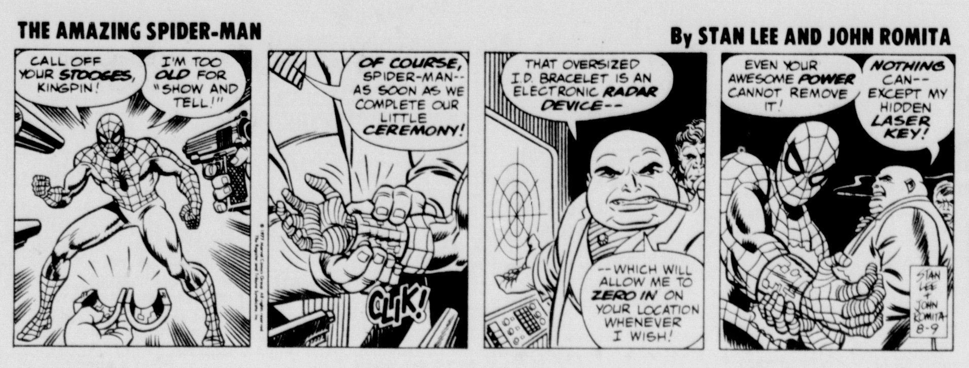 Выпуск комикса «Новый Человек-паук» от 9 августа 1977 года, который публиковался в газетах США 