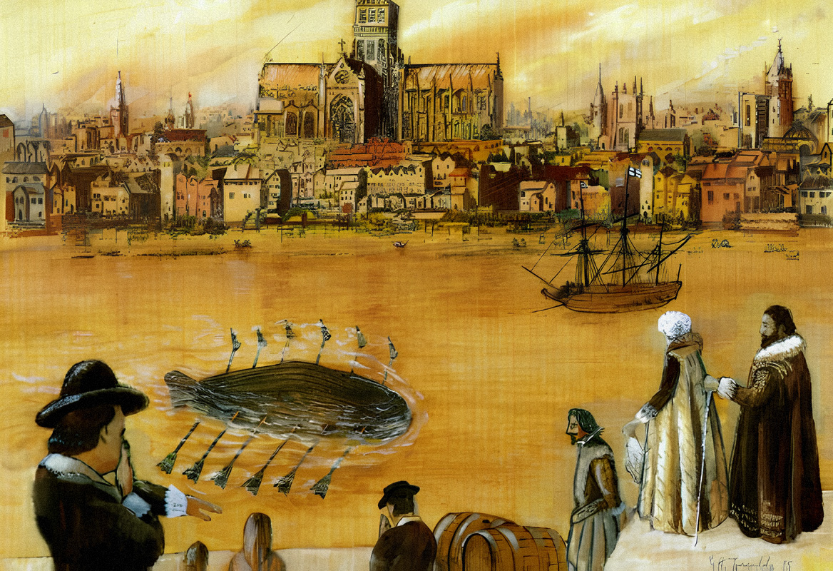 Первая подводная лодка Дреббеля, XVII век